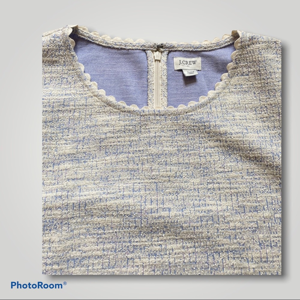 J. Crew Textured Blue & White Scalloped Tank-XL - Picture 7 of 12